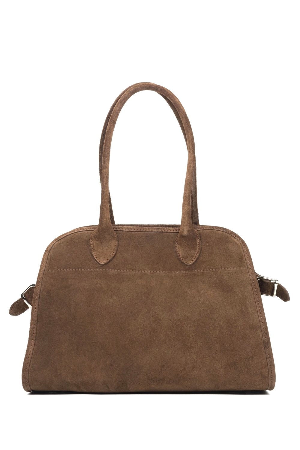 Women’s dark brown satchel handbag made of Italian velour Estro ER00116693