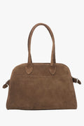 Women’s dark brown satchel handbag made of Italian velour Estro ER00116693