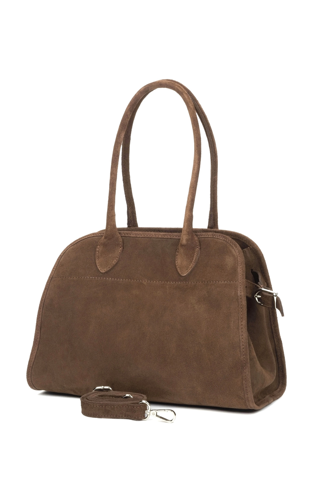 Estro women’s handbag in dark brown Italian velour, model ER00116693