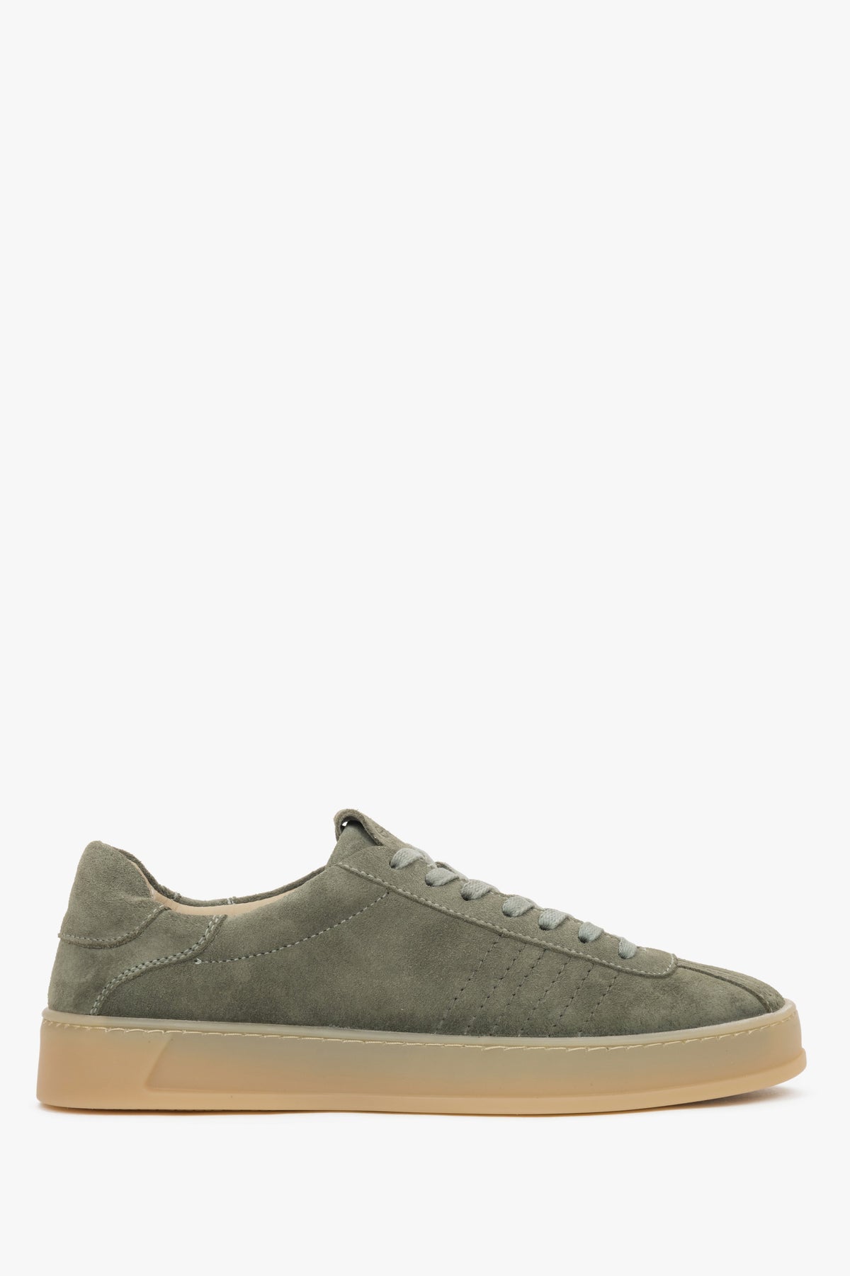 Women's Green Olive Low-Top Sneakers made of Premium Italian Genuine Velour Estro ER00119482.