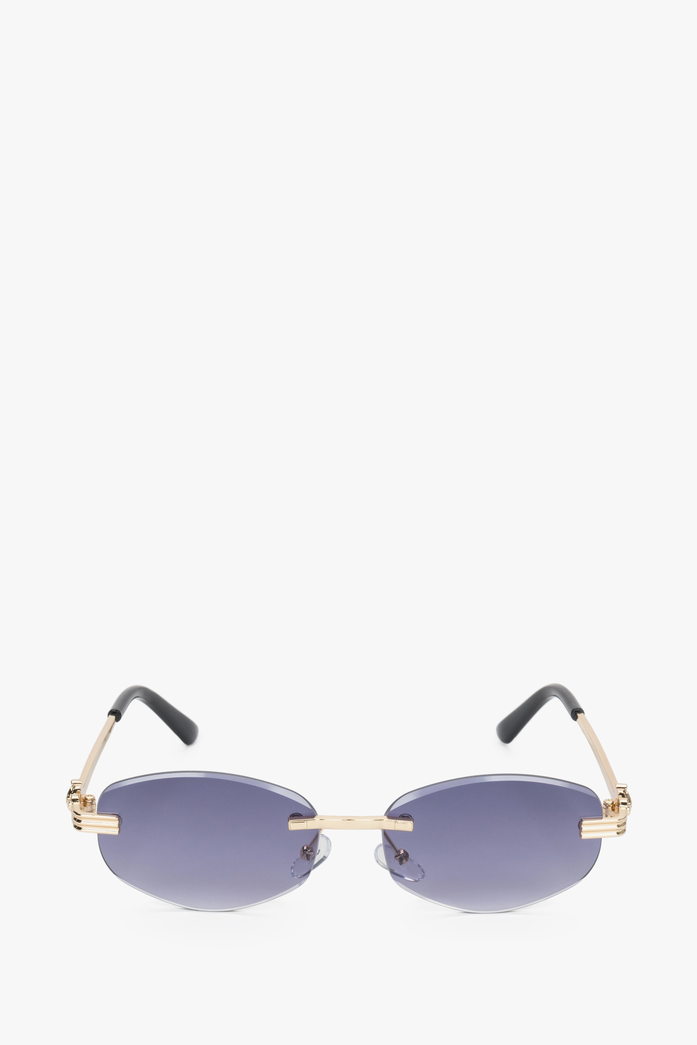 Women's Oval Rimless Sunglasses in Grey and Gold Estro ER00119099.