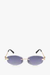 Women's Oval Rimless Sunglasses in Grey and Gold Estro ER00119099.