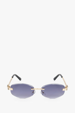 Women's Oval Rimless Sunglasses in Grey and Gold Estro ER00119099.