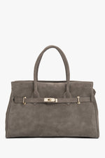 Women's Large Taupe Bag made of Premium Italian Genuine Velour Estro ER00118647.