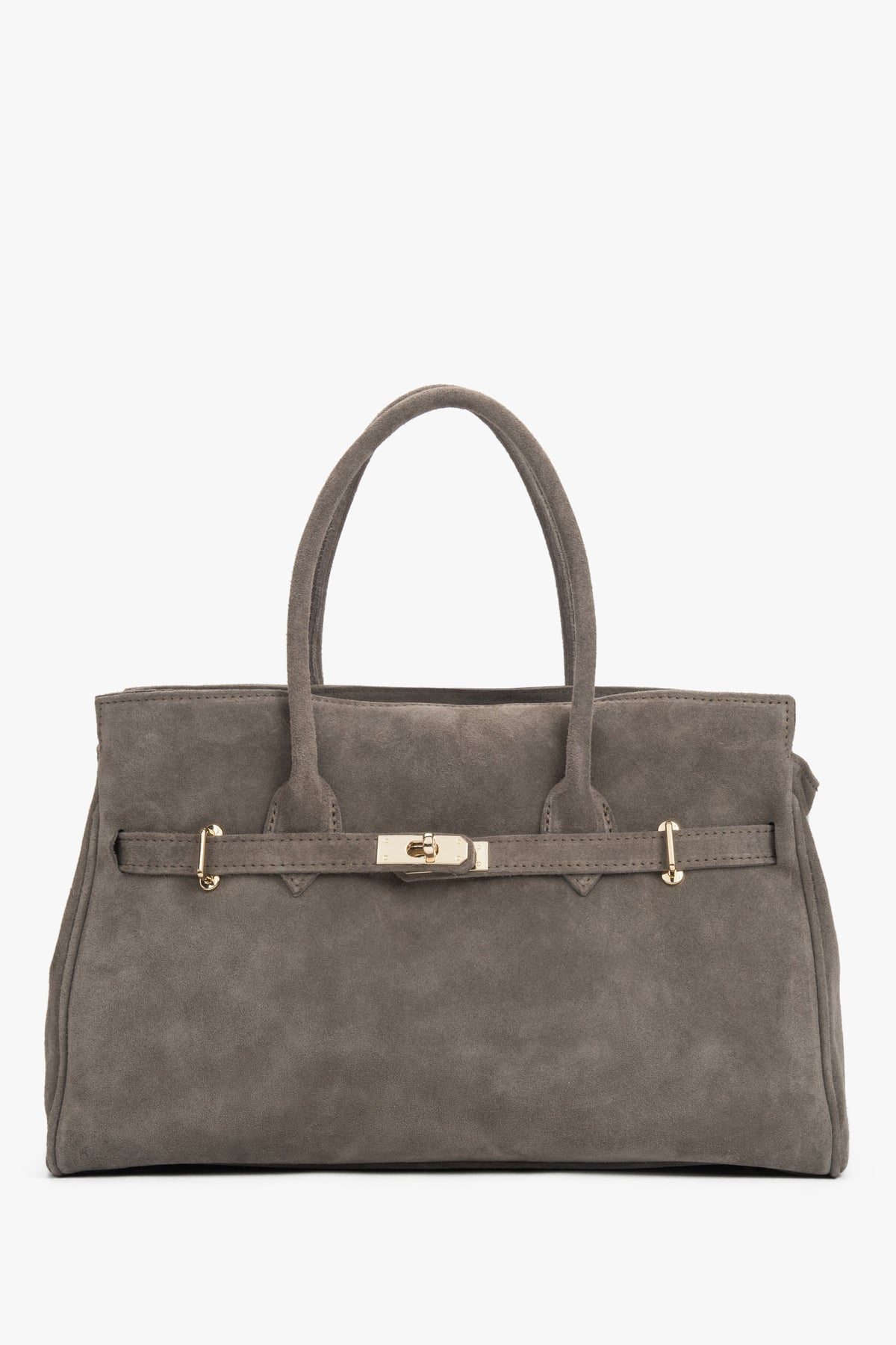 Women's Large Taupe Bag made of Premium Italian Genuine Velour Estro ER00118647.