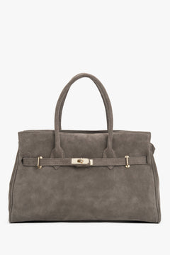 Women's Large Taupe Bag made of Premium Italian Genuine Velour Estro ER00118647.