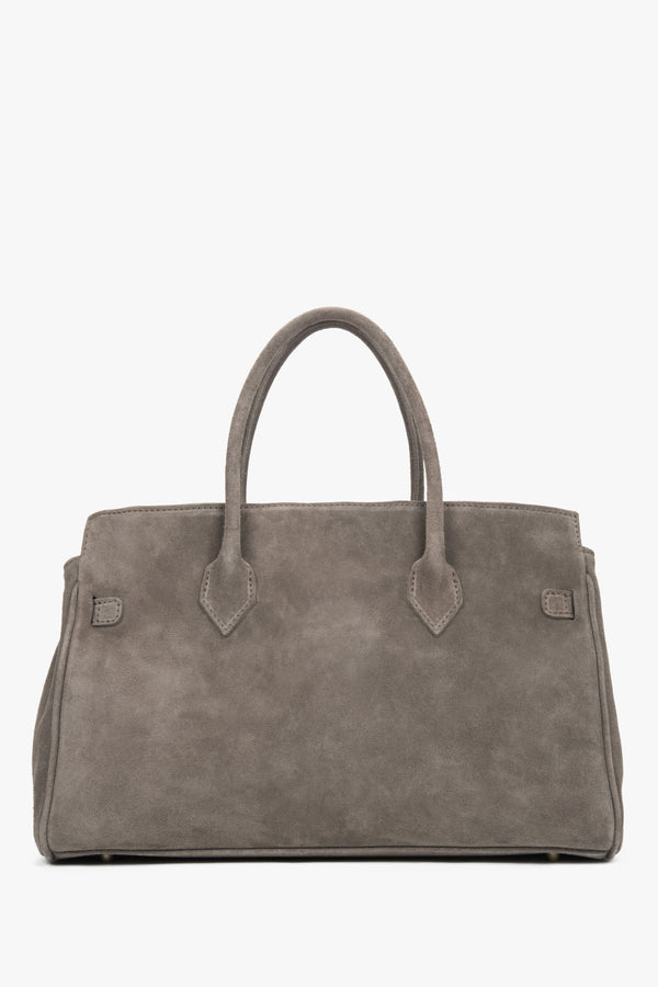 Women's Estro large bag designed in taupe using genuine premium Italian velour.