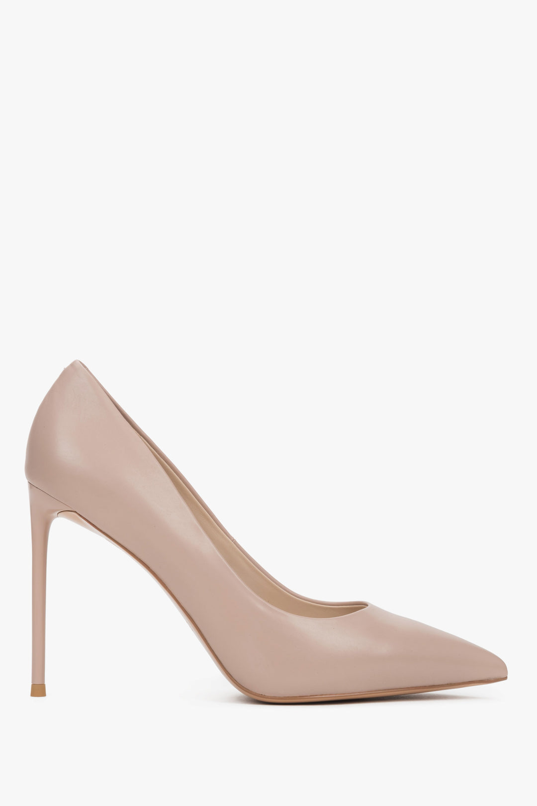 Women's light beige high heel pumps by Estro, made of genuine leather.