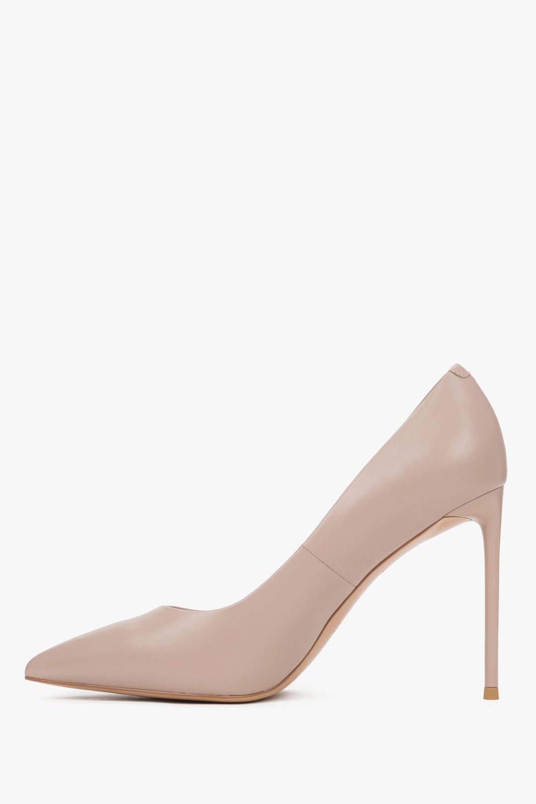 Women's Estro high heel pumps in a soft light beige, designed in genuine leather for an elegant look.