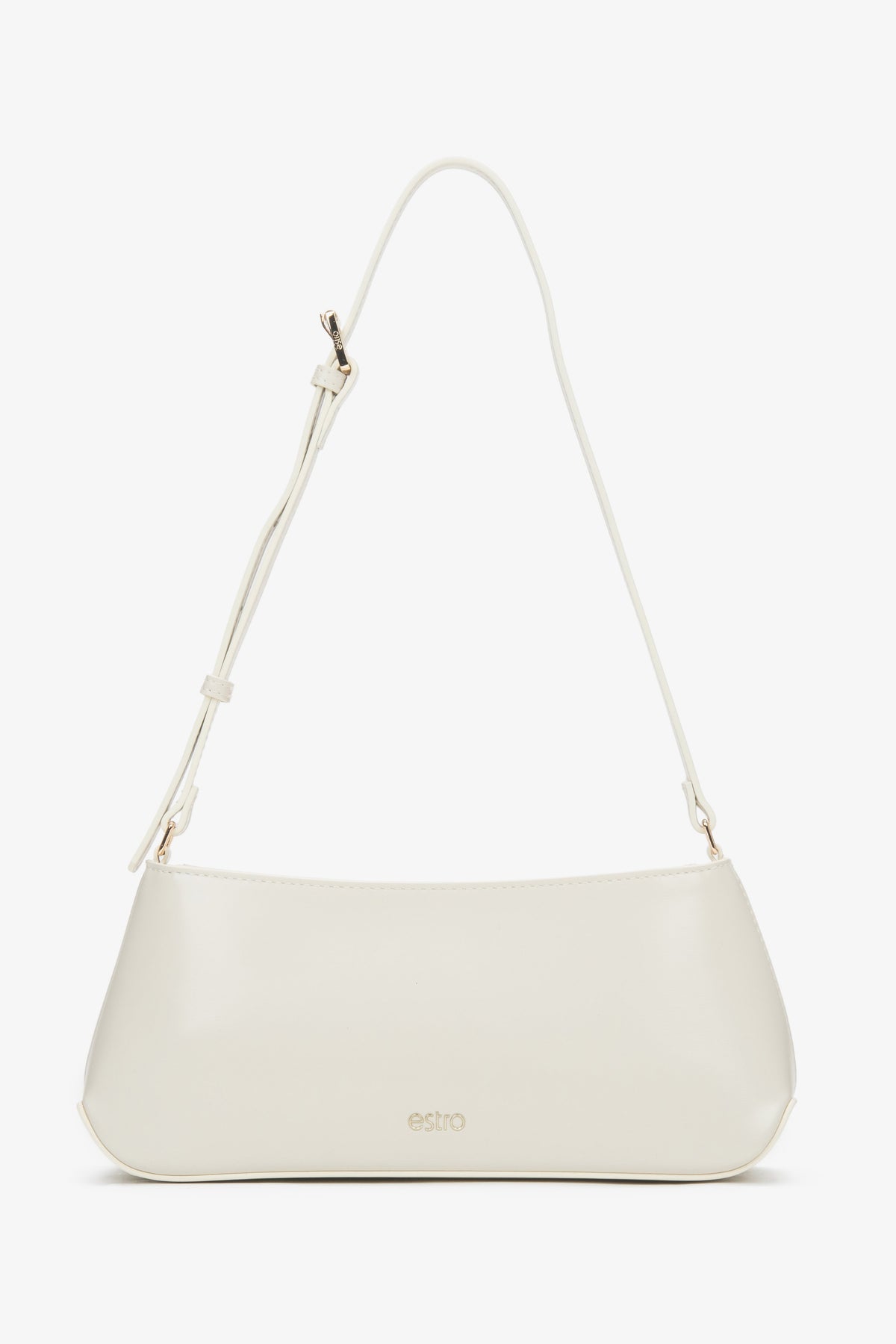 Women's Classic Light Beige Shoulder Bag made of Genuine Leather Estro ER00116878.
