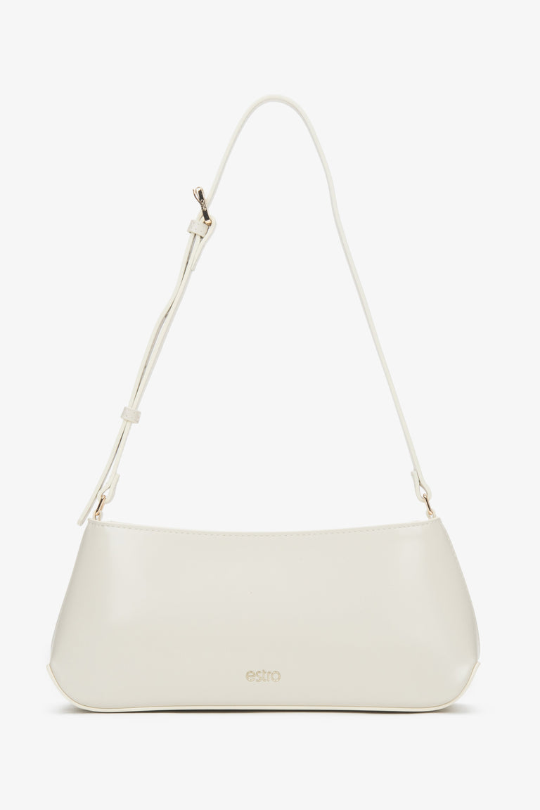 Women's Classic Light Beige Shoulder Bag made of Genuine Leather Estro ER00116878.