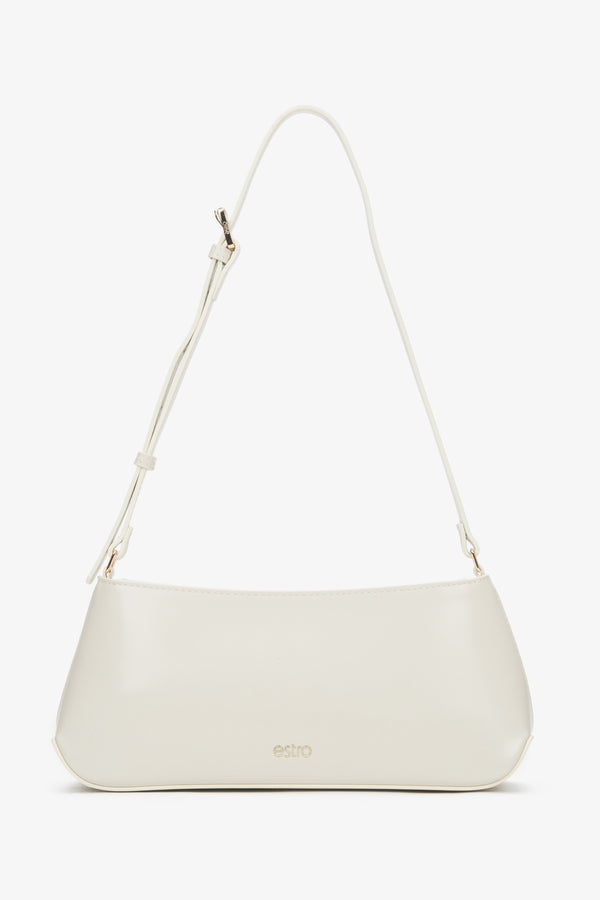 Women's Classic Light Beige Shoulder Bag made of Genuine Leather Estro ER00116878.