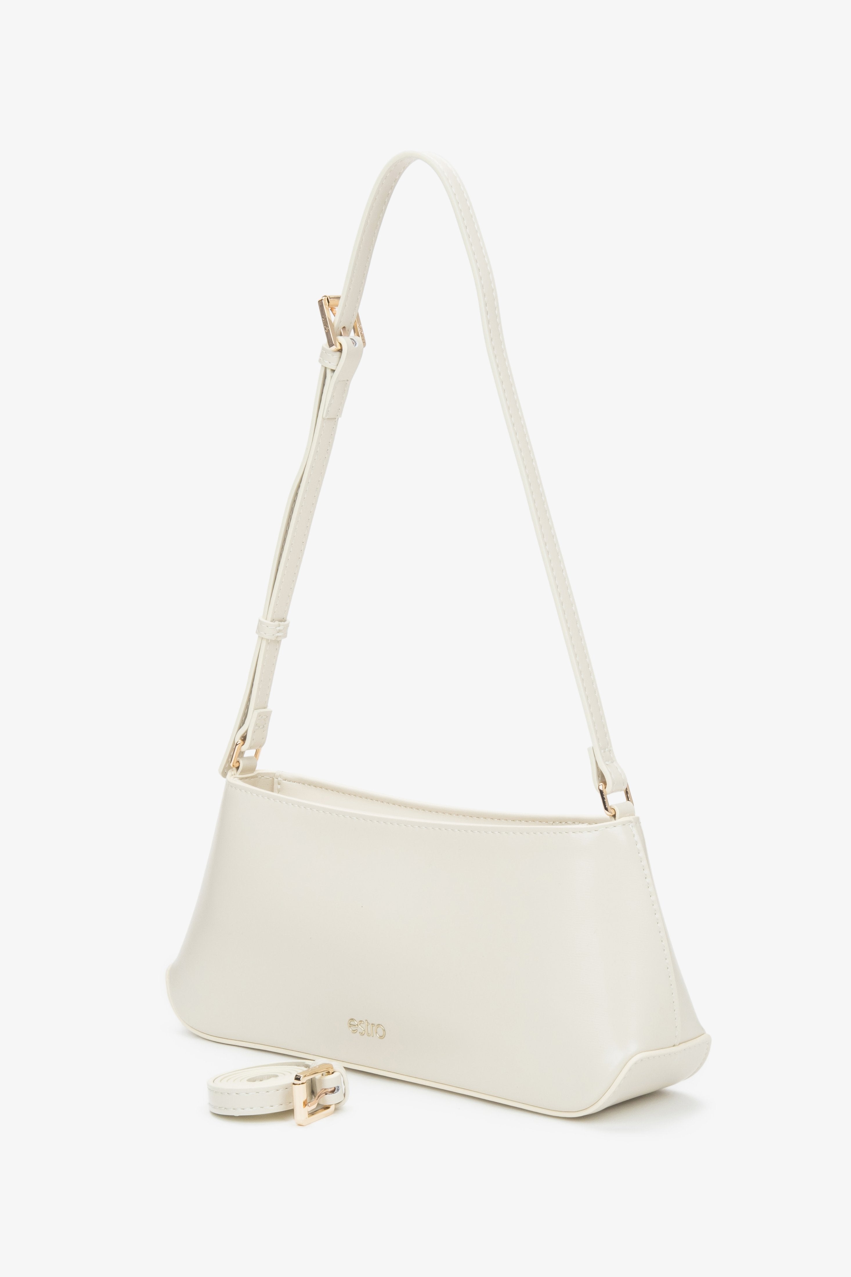 Women's classic light beige shoulder bag by Estro, made of genuine leather.