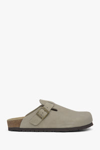Women's Light Grey Clog-Style Slides in Genuine Velour Estro ER00117216.