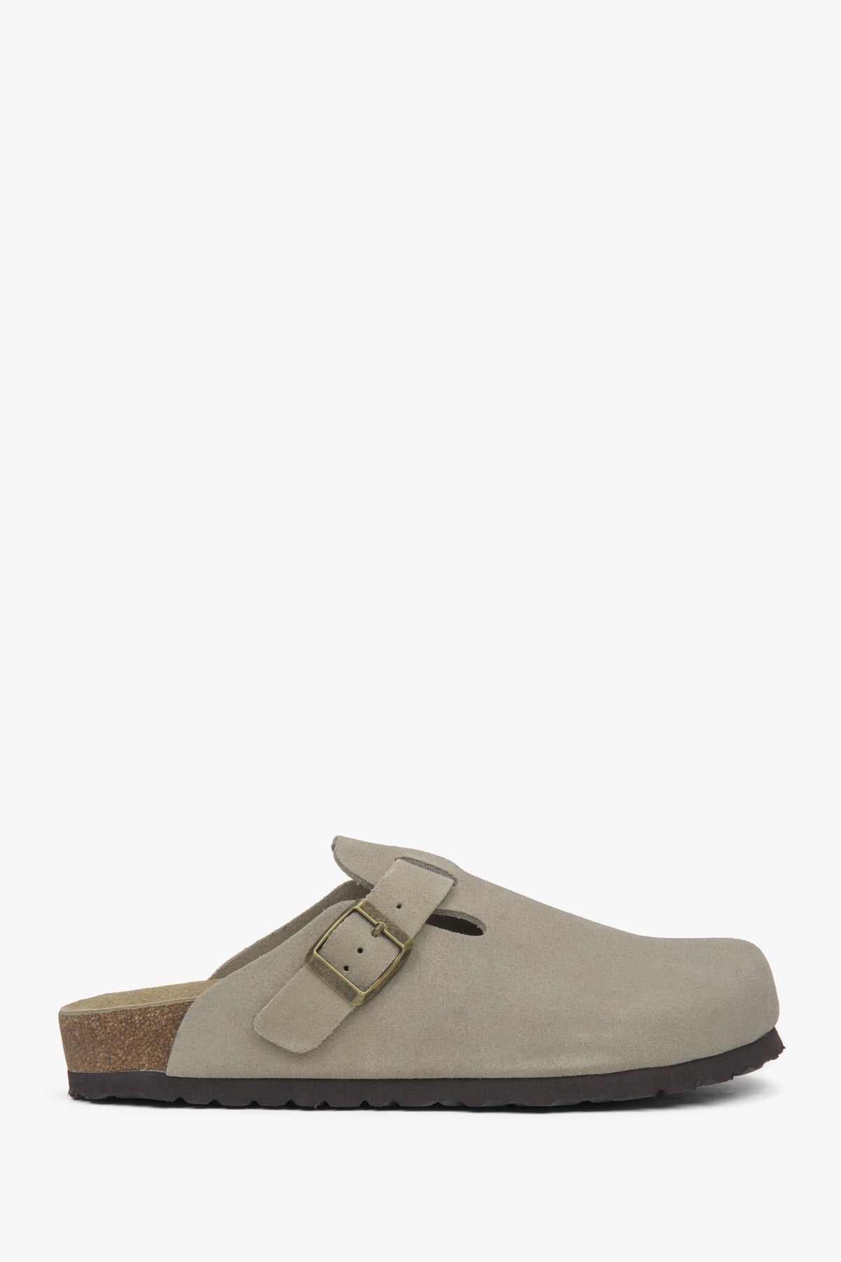 Women's Light Grey Clog-Style Slides in Genuine Velour Estro ER00117216.