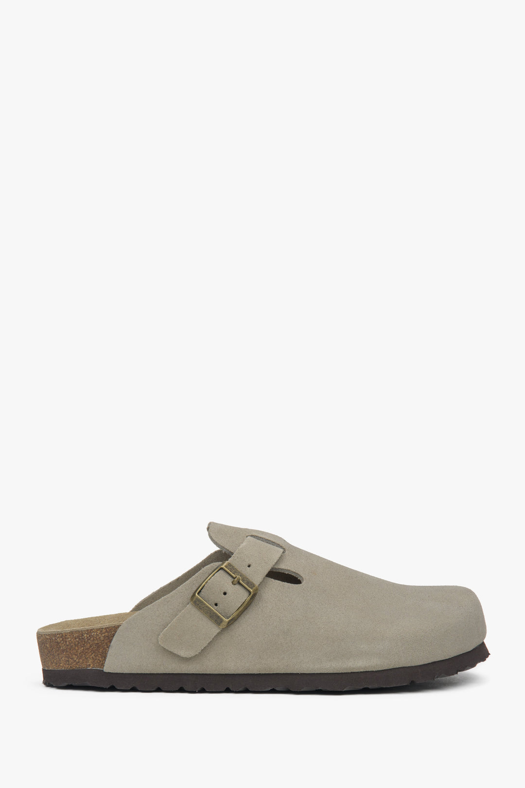 Women's Light Grey Clog-Style Slides in Genuine Velour Estro ER00117216.