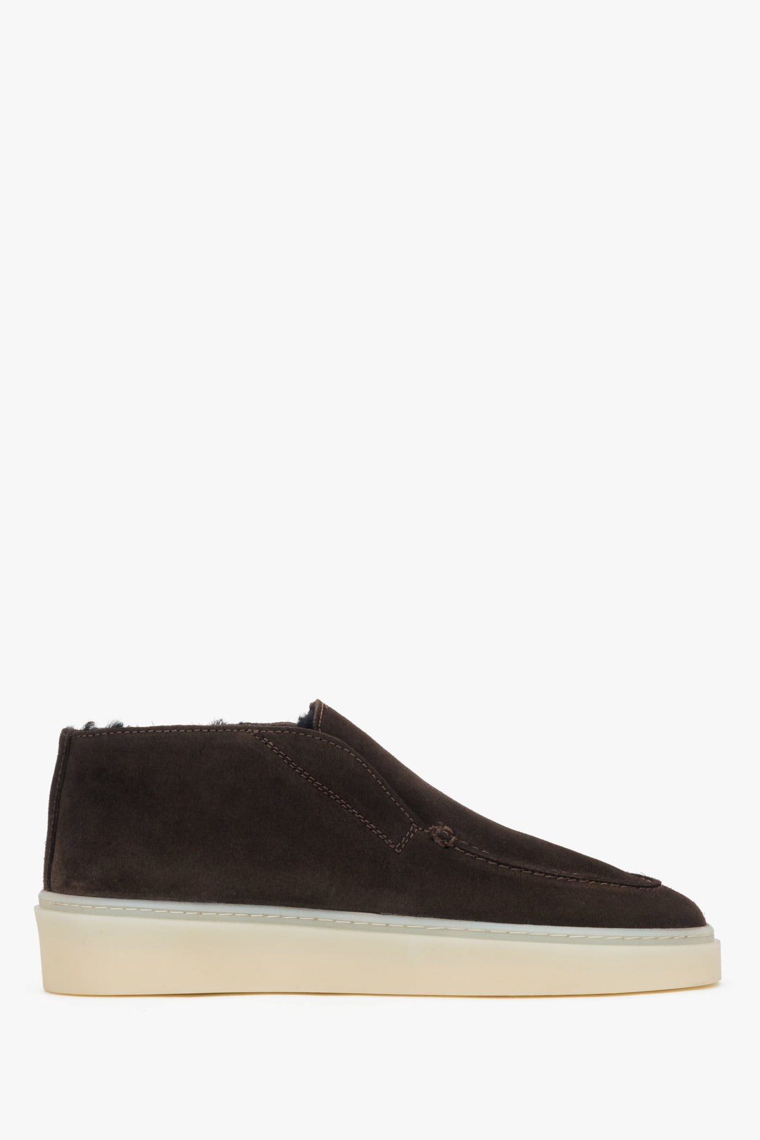Women's Saddle Brown Winter Loafers made of Italian Genuine Velour with Fur Lining Estro ER00118202.