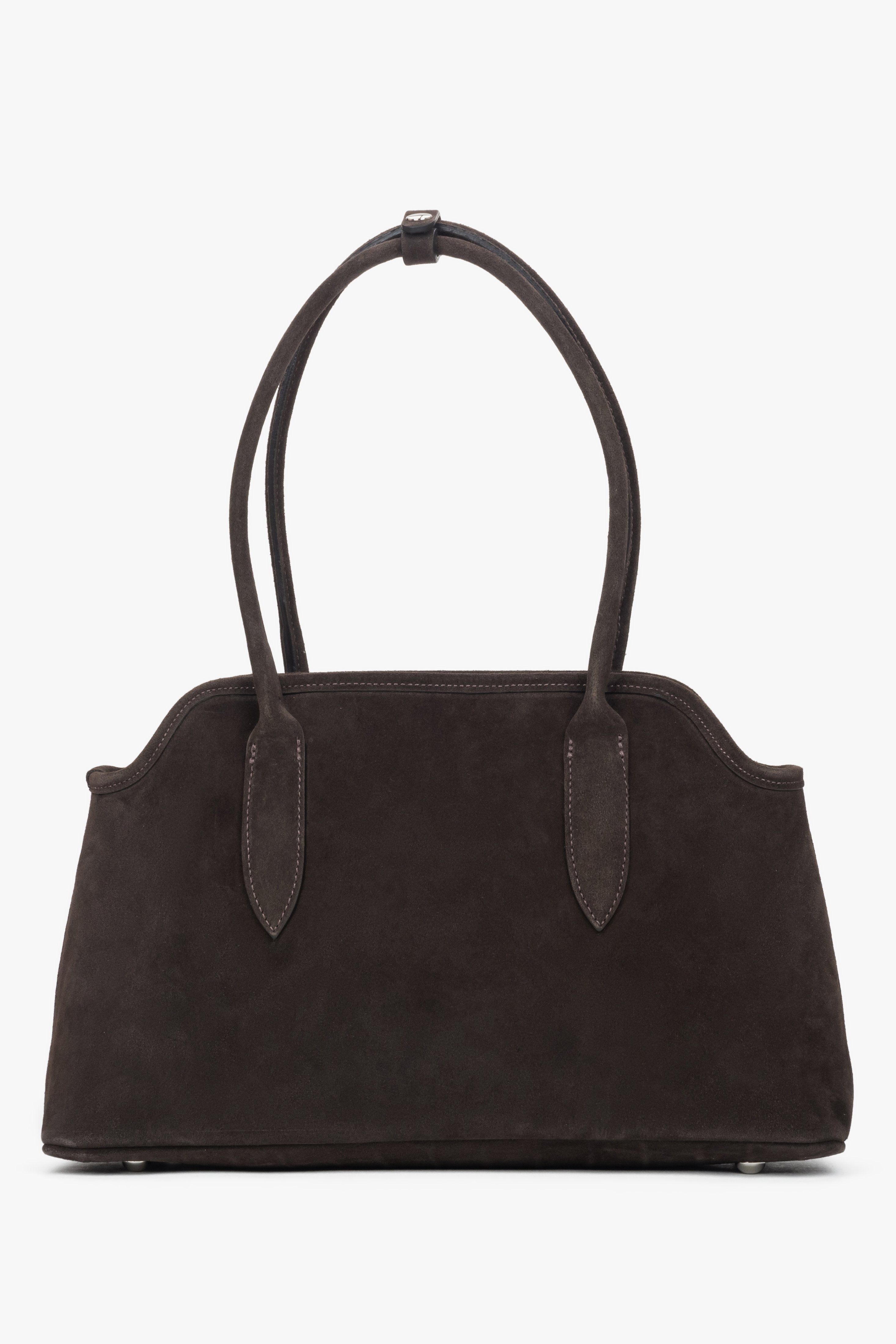 A saddle brown shoulder bag for women crafted from premium Italian velour.