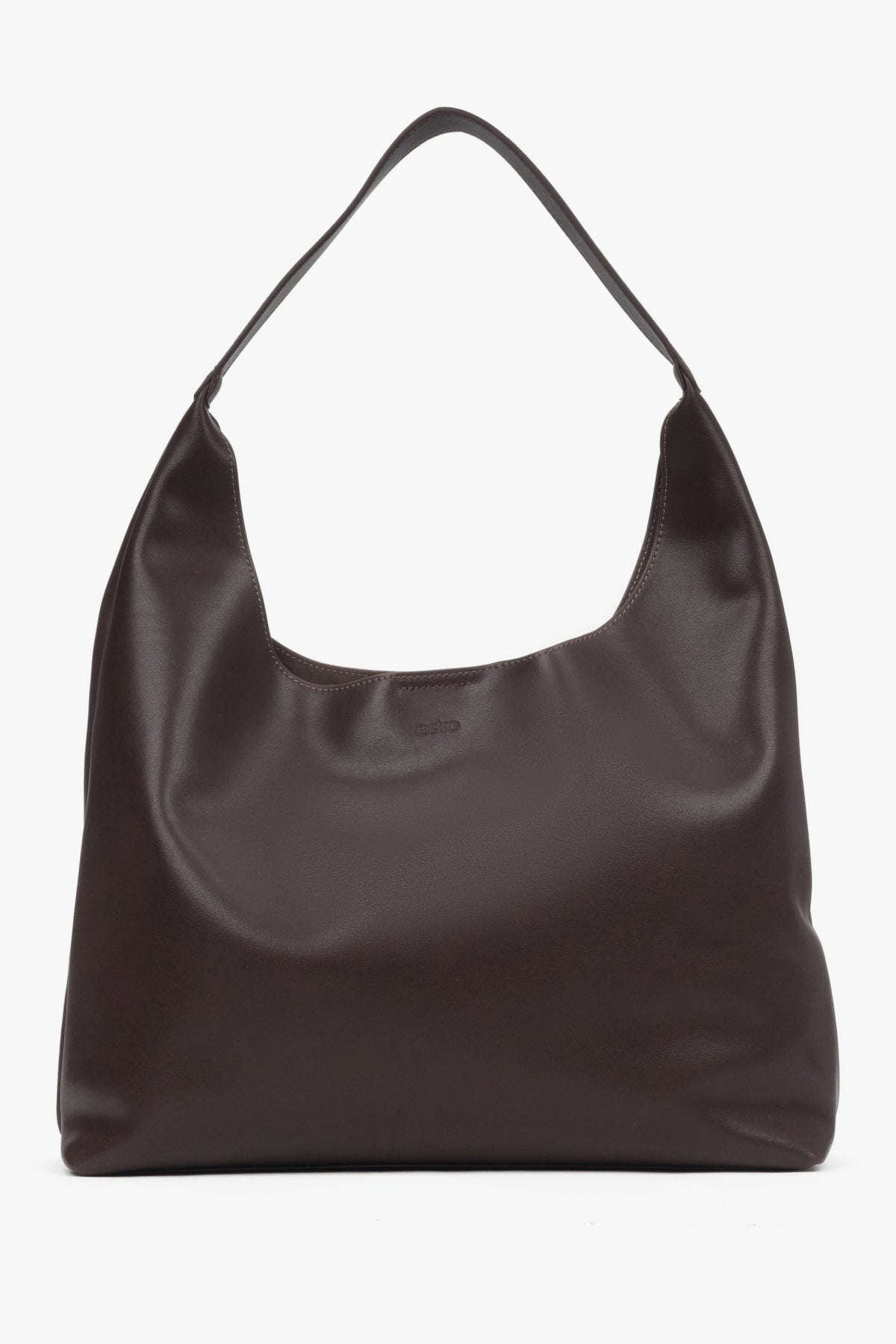 Women's Saddle Brown Shopper Bag made of Genuine Leather Estro ER00118028.