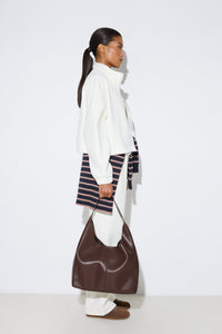 Women's Saddle Brown Shopper Bag made of Genuine Leather Estro ER00118028.