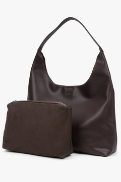 Women's saddle brown shopper bag made of genuine leather, model Estro ER00118028.