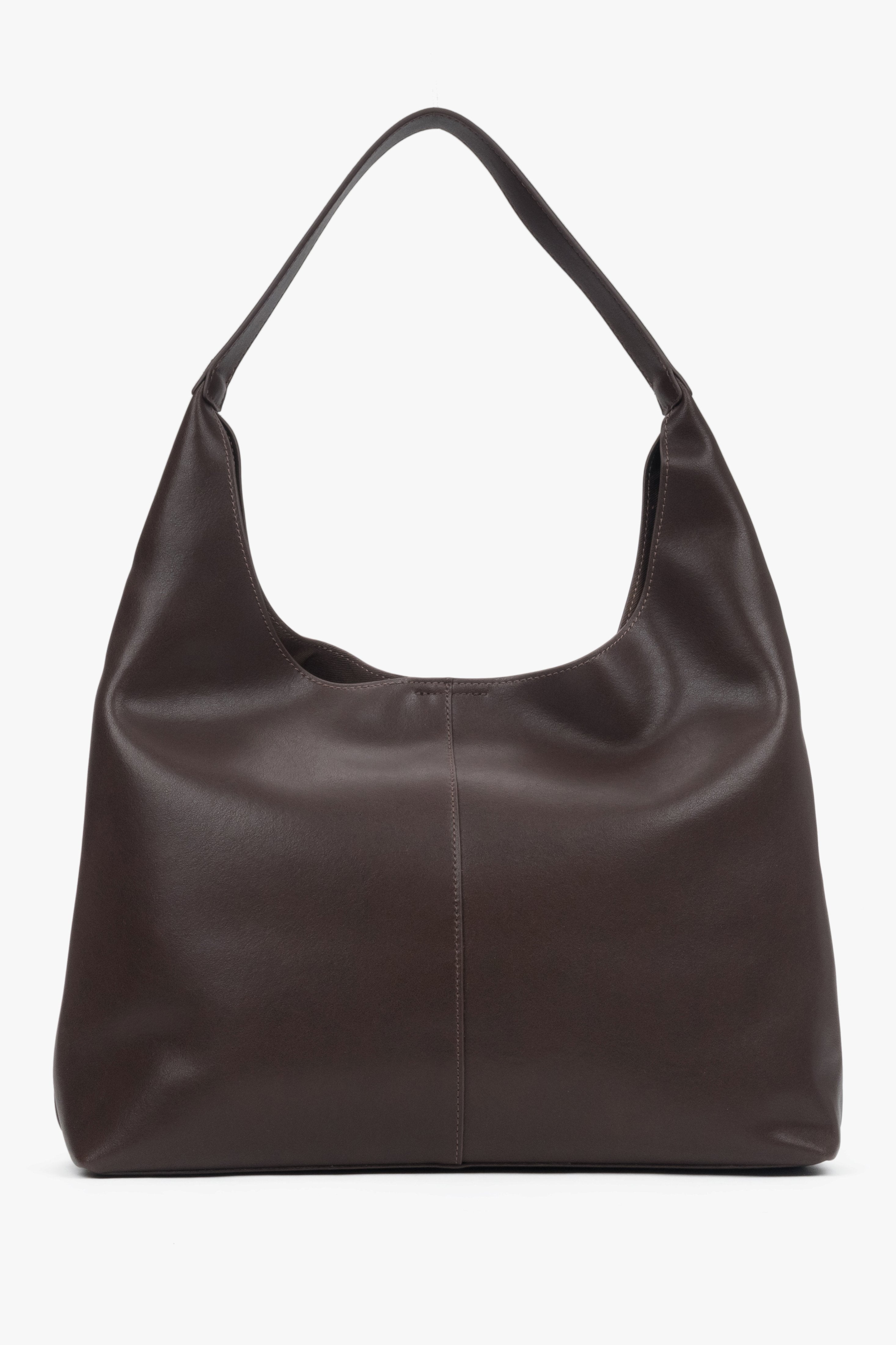 A women's shopper bag in saddle brown genuine leather by Estro (ER00118028).