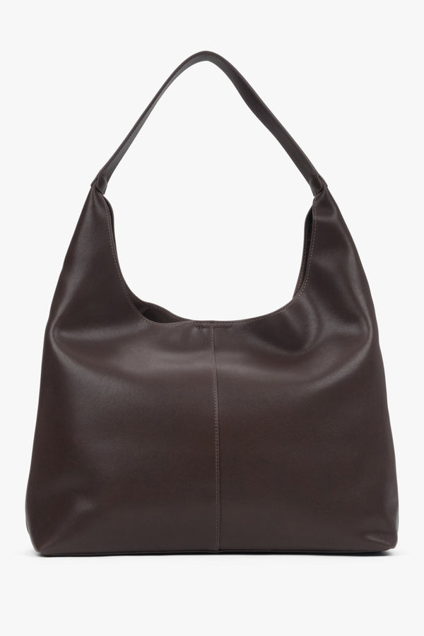 A women's shopper bag in saddle brown genuine leather by Estro (ER00118028).