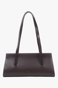Women's Saddle Brown Leather Shoulder Bag with Long Handles Estro ER00118029.