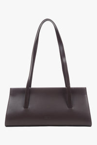 Women's Saddle Brown Leather Shoulder Bag with Long Handles Estro ER00118029.
