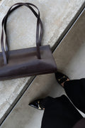 Women's Saddle Brown Leather Shoulder Bag with Long Handles Estro ER00118029.