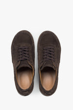 Women's Saddle Brown Barefoot Sneakers in Premium Italian Genuine Velour Estro ER00119215.