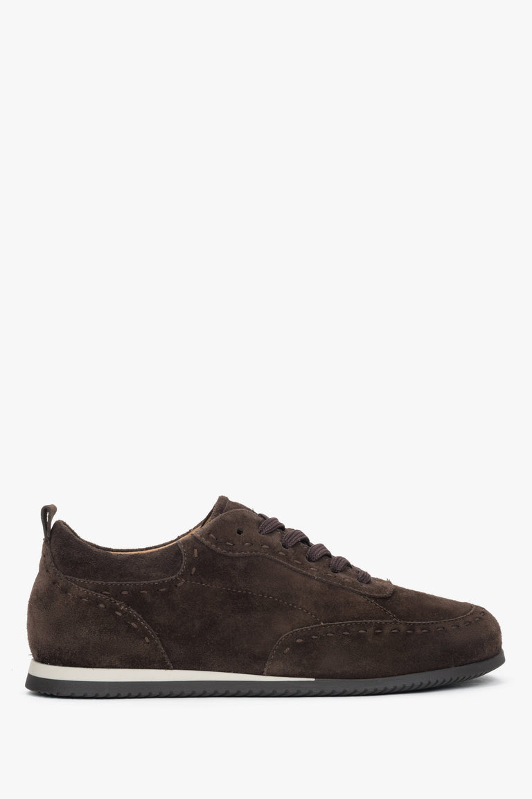 Women's saddle brown barefoot sneakers by Estro, made of premium Italian genuine velour.