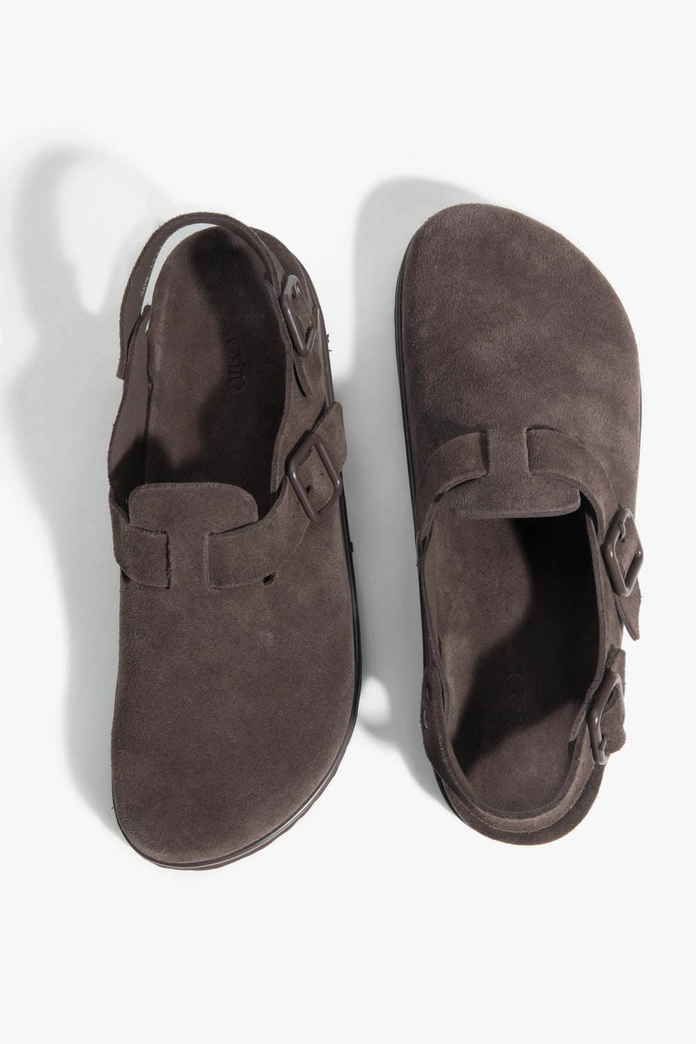 Women's Saddle Brown Closed-Toe Clog Sandals Made of Genuine Velour Estro ER00117215.