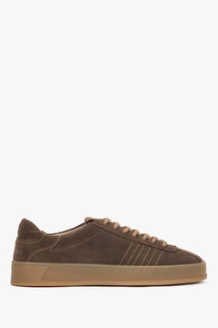 Women's Saddle Brown Low-Top Sneakers made of Premium Italian Genuine Velour Estro ER00119233.