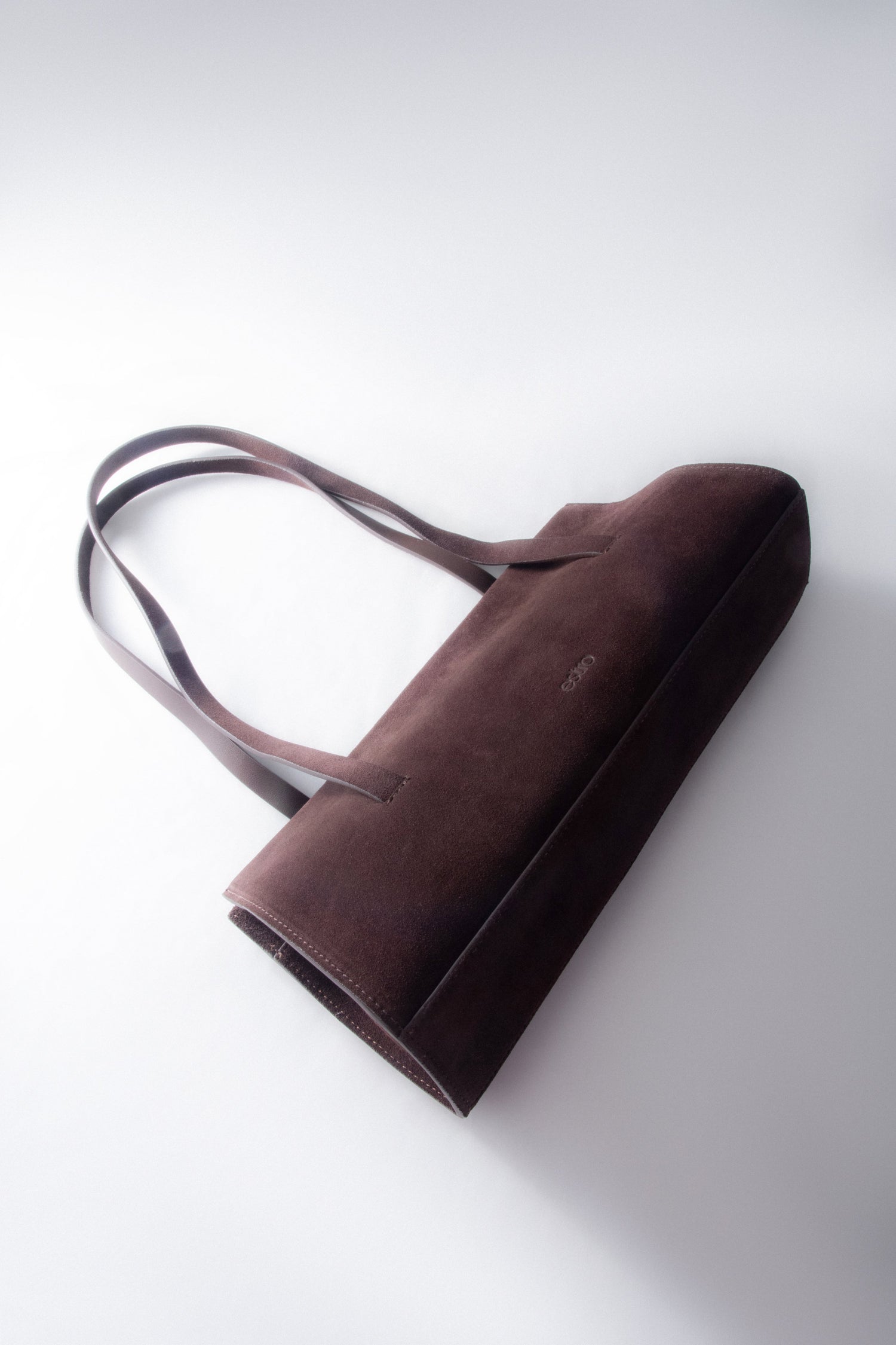 Women's Saddle Brown Velour Shoulder Bag with Long Handles Estro ER00118030.