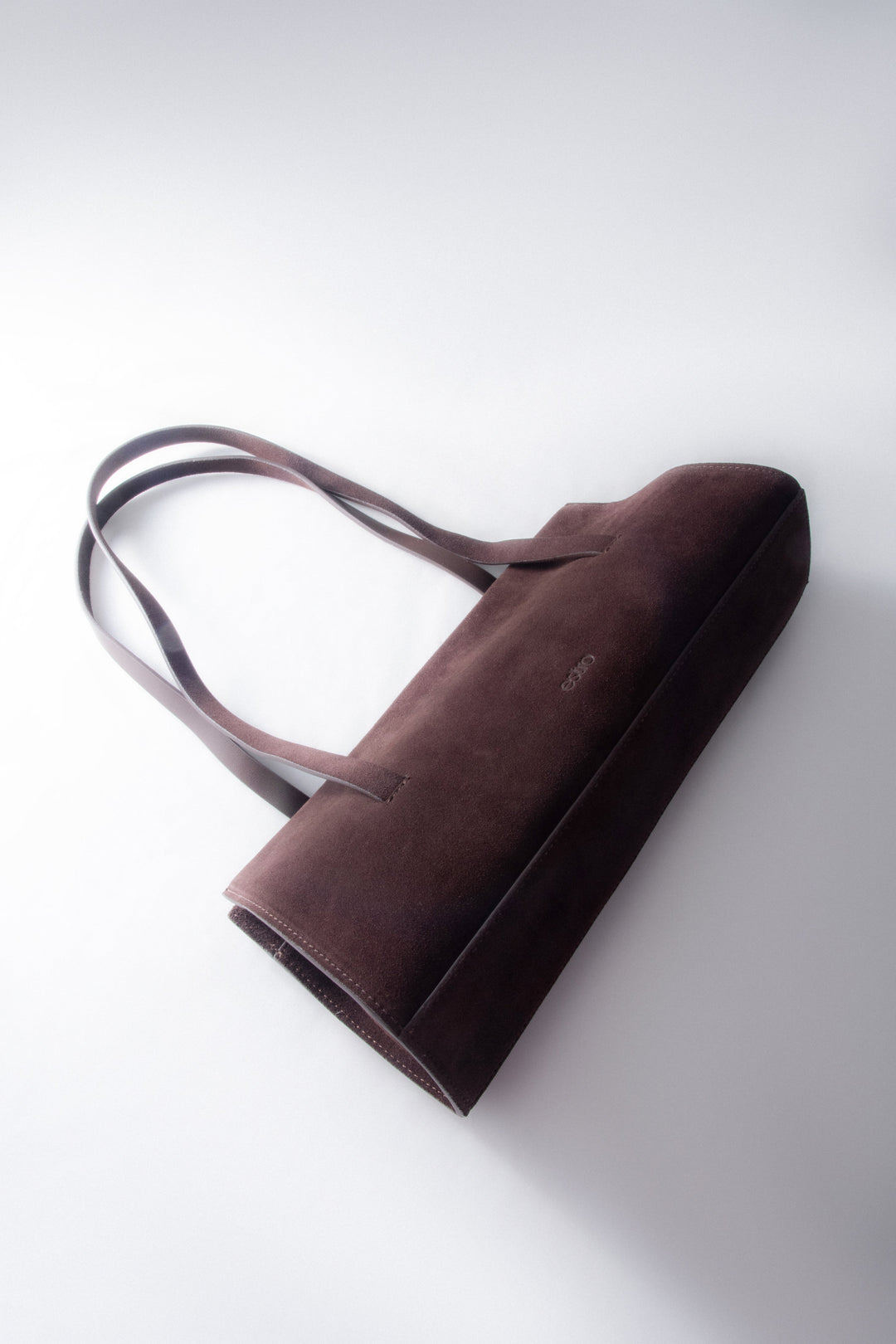 Women's Saddle Brown Velour Shoulder Bag with Long Handles Estro ER00118030.