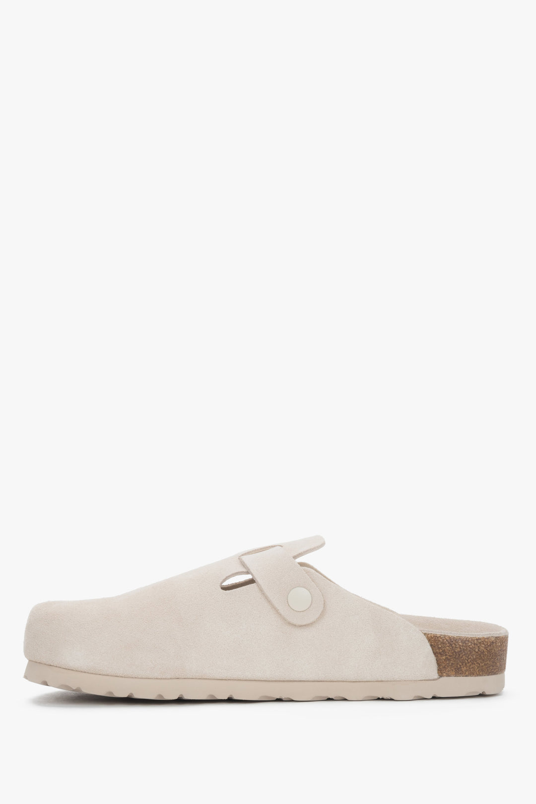 A pair of women's slides in a white clog style, crafted from genuine velour by Estro.