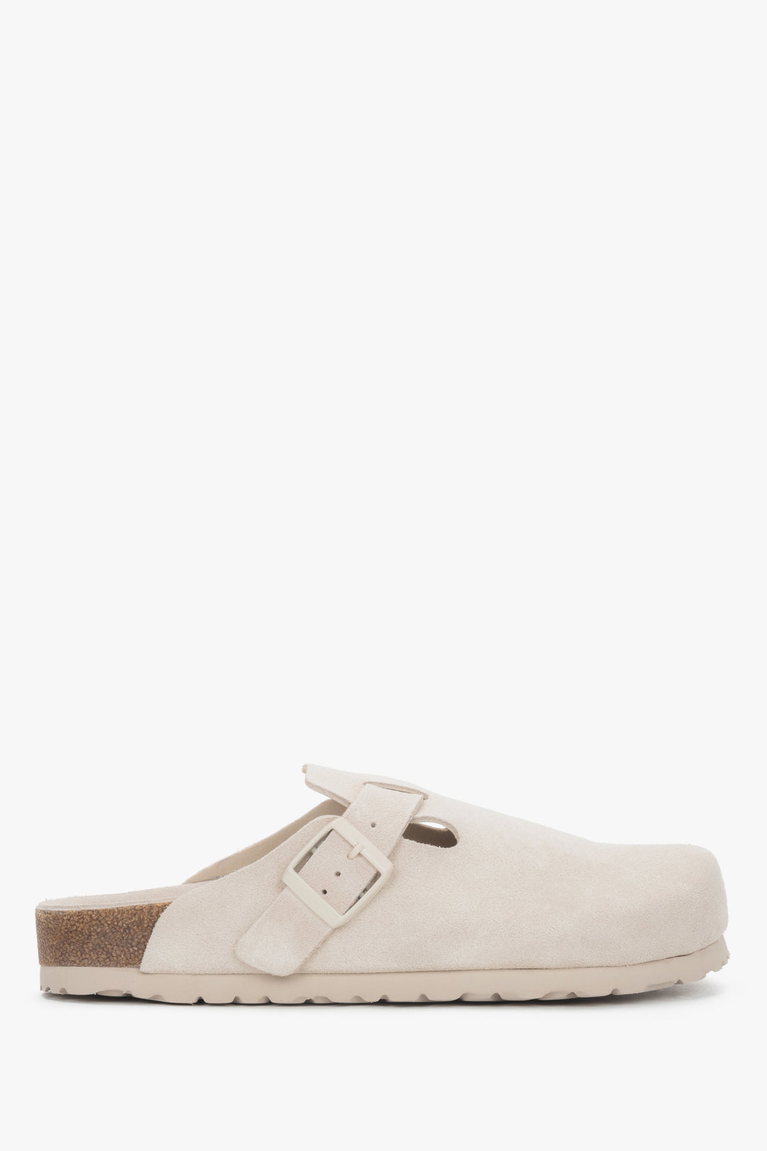 Women's white clog-style slides in genuine velour by Estro.