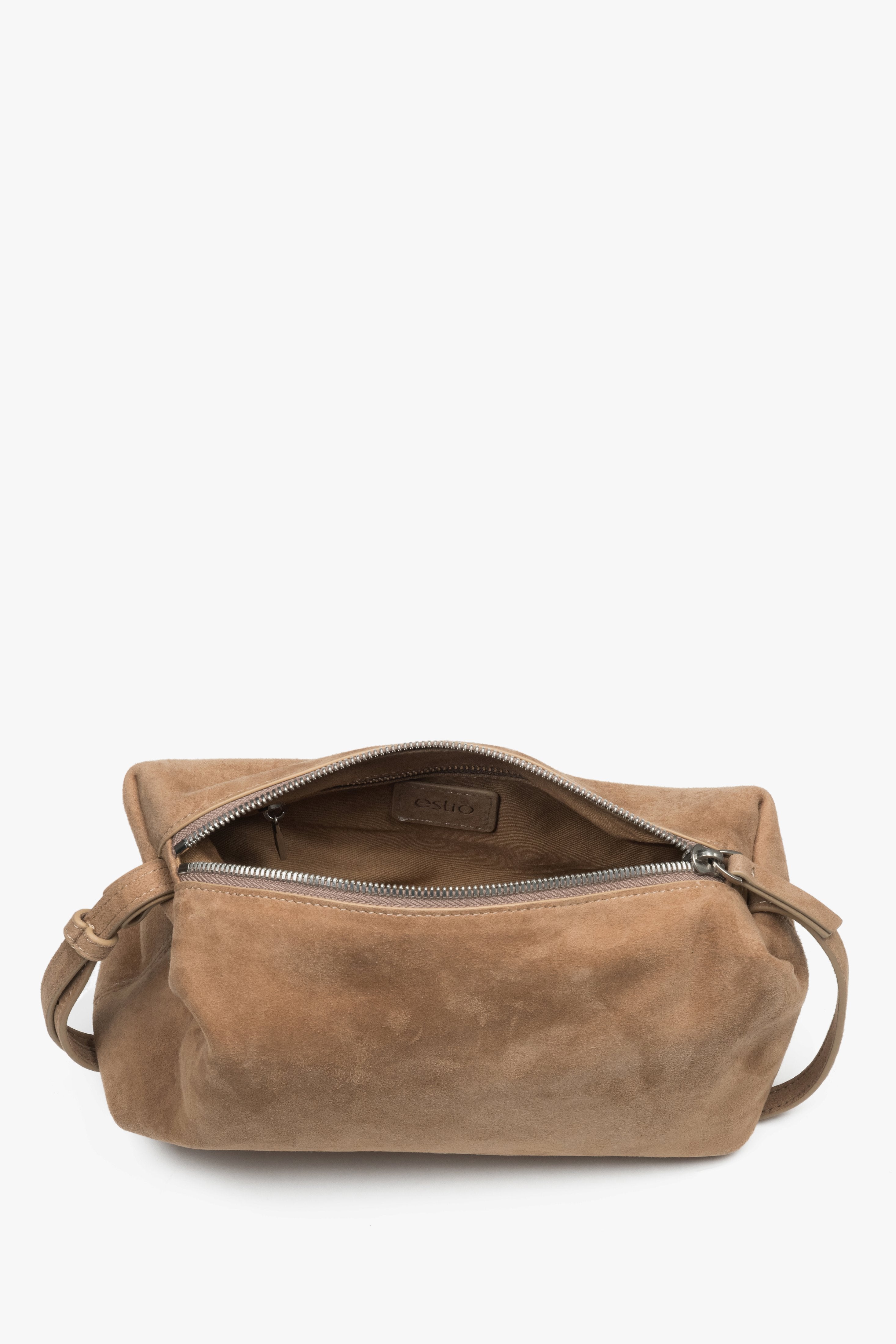 Close-up of soft beige natural velour texture.