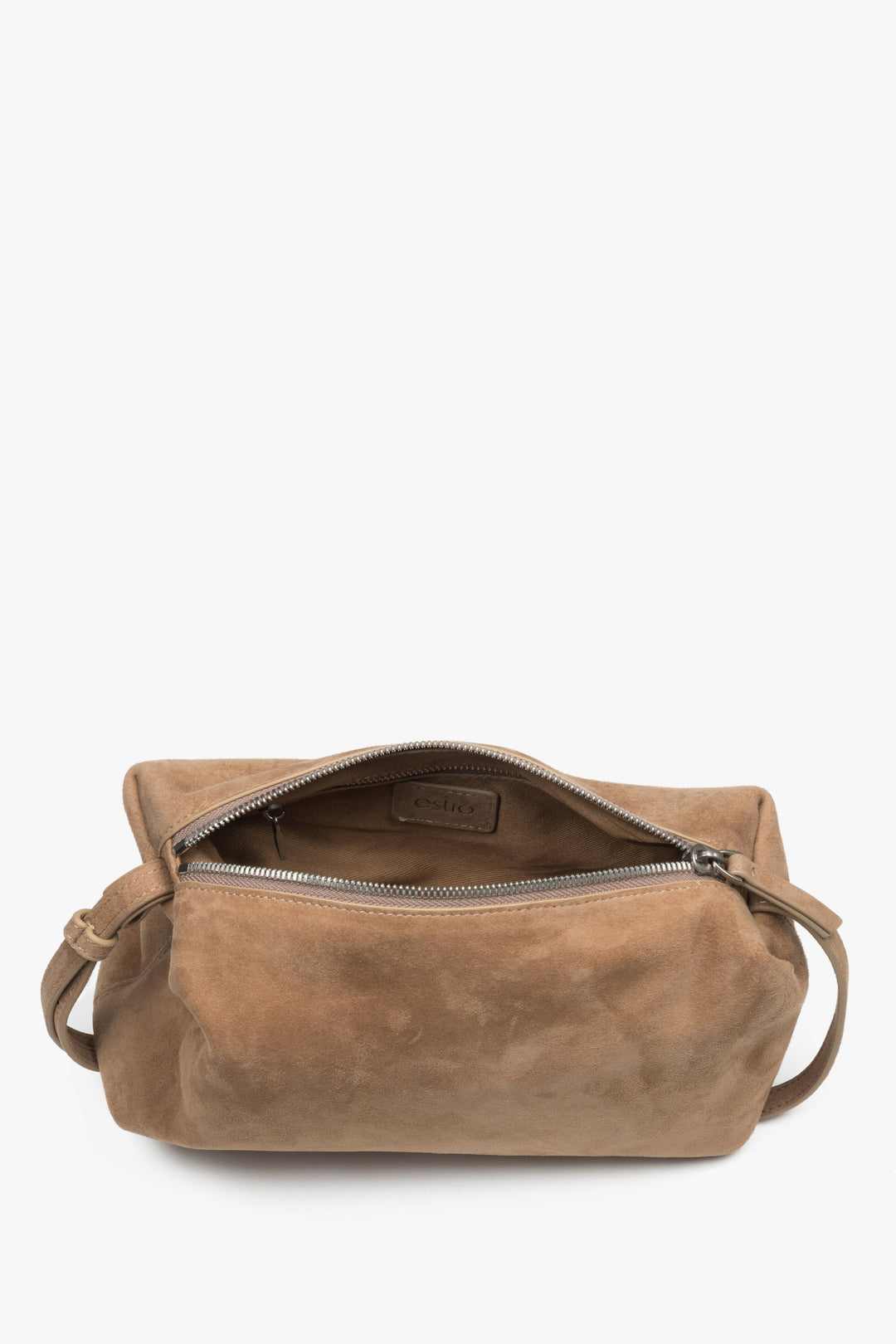 Close-up of soft beige natural velour texture.
