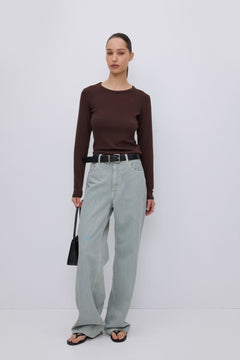 Women's Darb Brown Basic Longsleeve Top made of Soft Cotton Estro ER00119656.