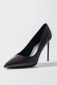 Women's Dark Brown High Heels Pumps made of Genuine Leather Estro ER00120503