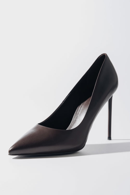Women's Dark Brown High Heels Pumps made of Genuine Leather Estro ER00120503