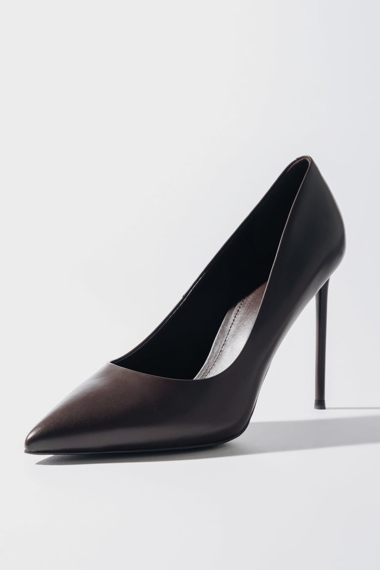 Women's Dark Brown High Heels Pumps made of Genuine Leather Estro ER00120503