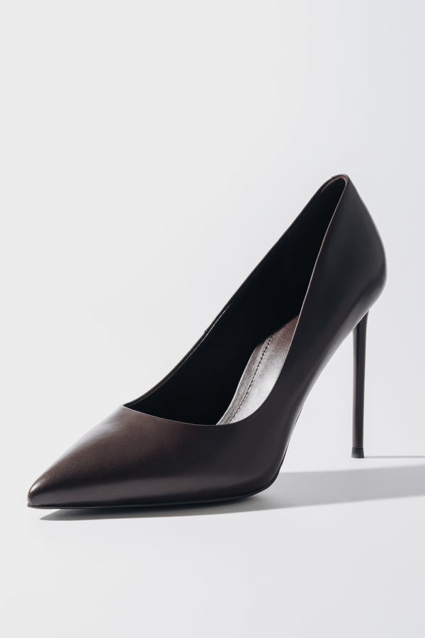 Women's Dark Brown High Heels Pumps made of Genuine Leather Estro ER00120503