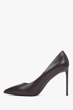 Dark brown genuine leather high heel pumps Estro.