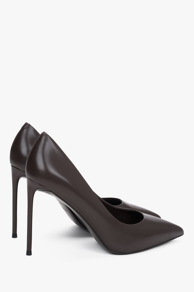 Women's dark brown high heel pumps made of genuine leather Estro
