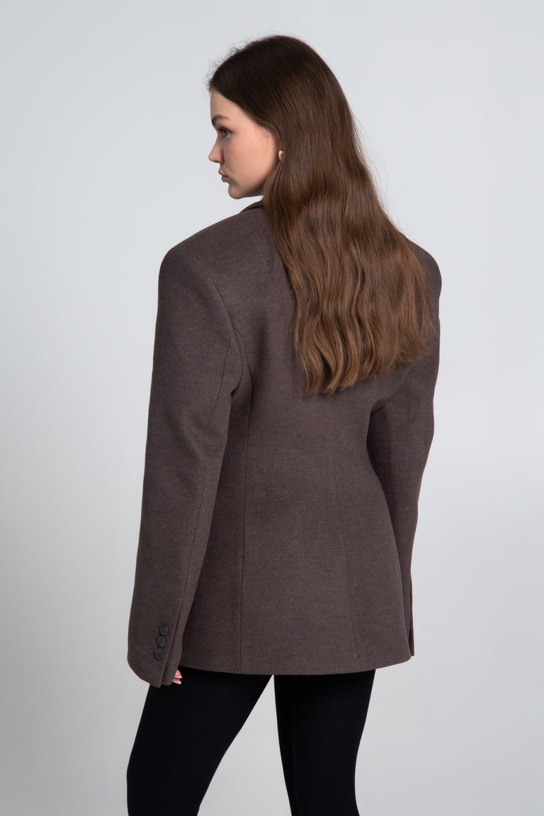 Women's dark brown tailored short coat Estro.