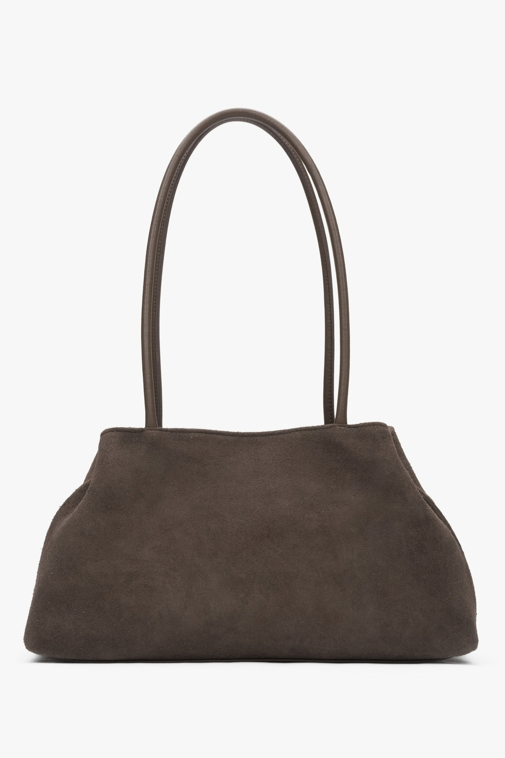 Women's Grey & Beige Shoulder Bag made of Soft Genuine Velour Estro ER00116817.