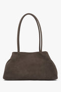 Women's Grey & Beige Shoulder Bag made of Soft Genuine Velour Estro ER00116817.